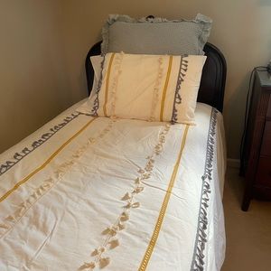 White Gold Blue Twin Duvet Cover